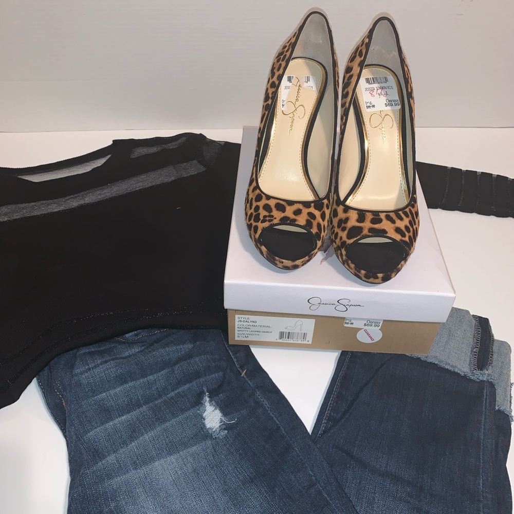Jessica Simpson-Spotty Leopard Heels Size 8.5M - Picture 3 of 8